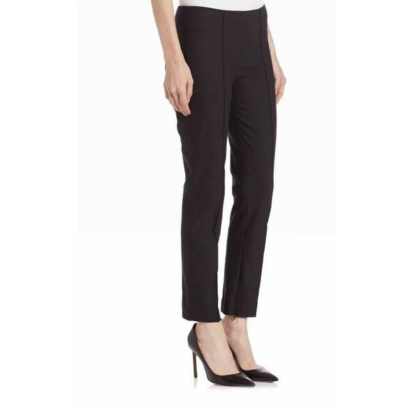 Theory Alettah Cropped Slim Black Trouser Career Office Pants Size 4 Small - Picture 1 of 7